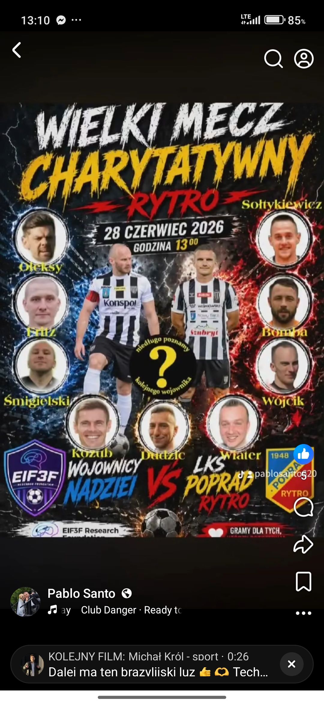 mecz charytatywny stadion Poprad Rytro 
