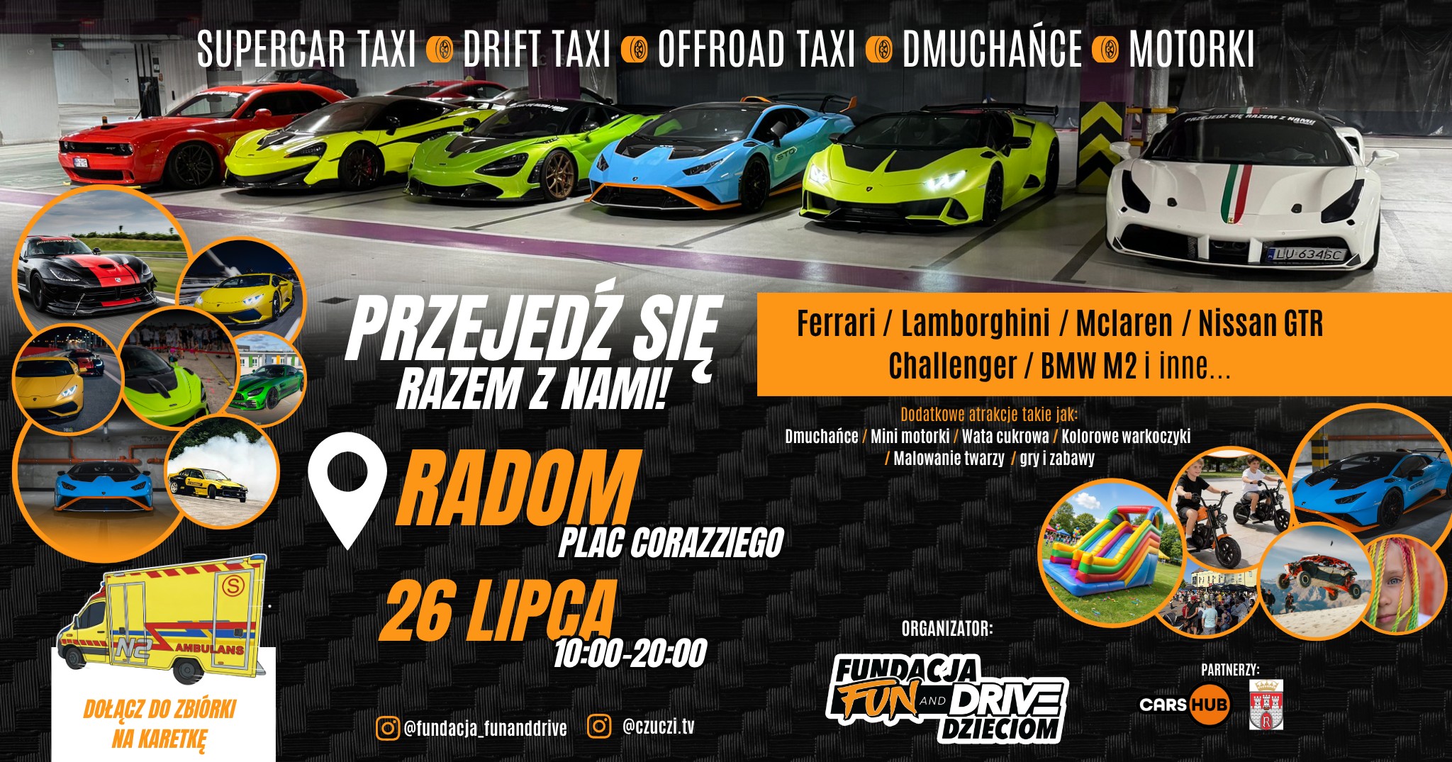 Przejedź się Ferrari, Lamborghini, McLaren, GTR, Challenger, BMW - RADOM