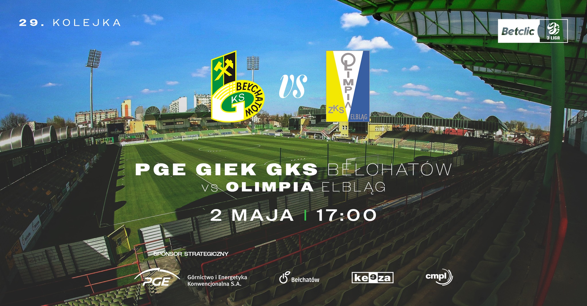 29. kolejka Betclic 3. Ligi: PGE GiEK GKS Bełchatów – Olimpia Elbląg