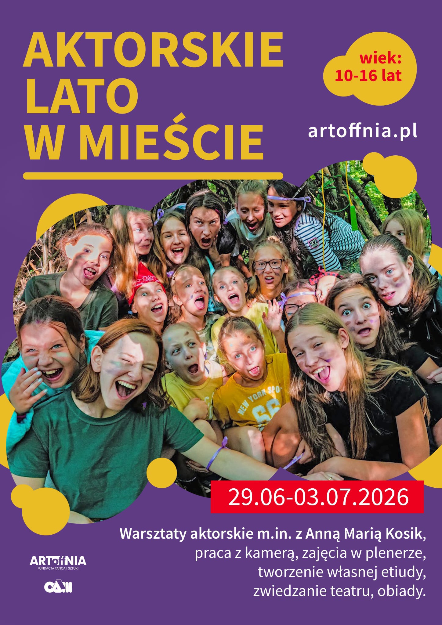 Aktorskie LATO w MIEŚCIE 2026  Zajęcia Aktorskie dla dzieci i młodzieży (10–16 lat)