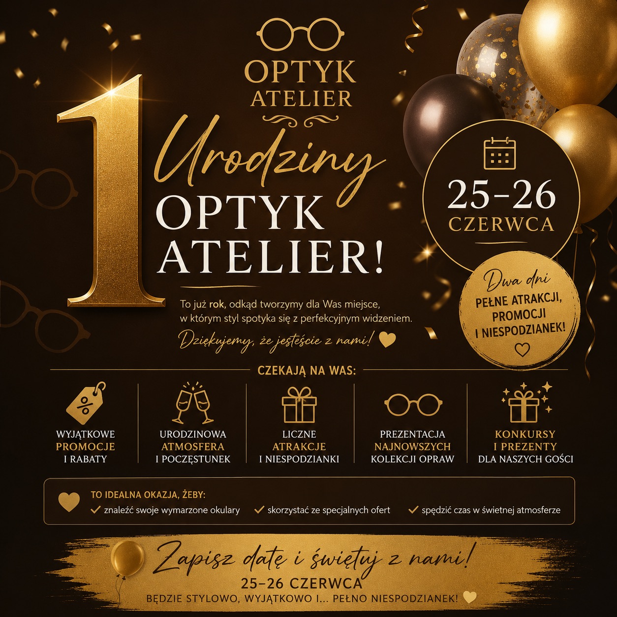 1 urodziny Optyka ATELIER w Koninie 